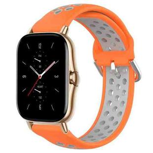 For Amazfit GTS 2 20mm Perforated Breathable Sports Silicone Watch Band(Orange+Grey)