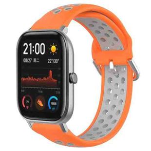 For Amazfit GTS 20mm Perforated Breathable Sports Silicone Watch Band(Orange+Grey)