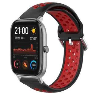 For Amazfit GTS 20mm Perforated Breathable Sports Silicone Watch Band(Black+ Red)