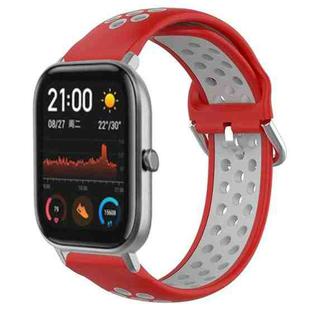 For Amazfit GTS 20mm Perforated Breathable Sports Silicone Watch Band(Red+Grey)