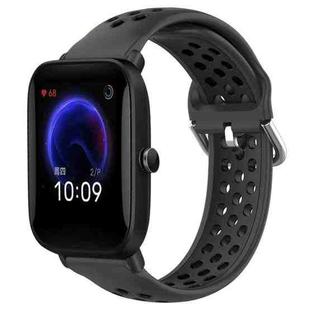 For Amazfit Pop 20mm Perforated Breathable Sports Silicone Watch Band(Black)