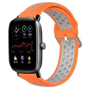 For Amazfit GTS 4 Mini 20mm Perforated Breathable Sports Silicone Watch Band(Orange+Grey)