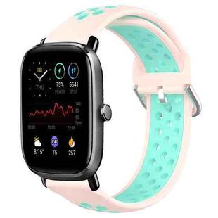 For Amazfit GTS 4 Mini 20mm Perforated Breathable Sports Silicone Watch Band(Pink+ Water Duck)