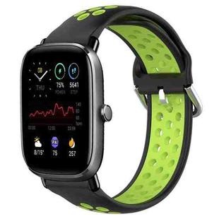 For Amazfit GTS 4 Mini 20mm Perforated Breathable Sports Silicone Watch Band(Black+ Lime)