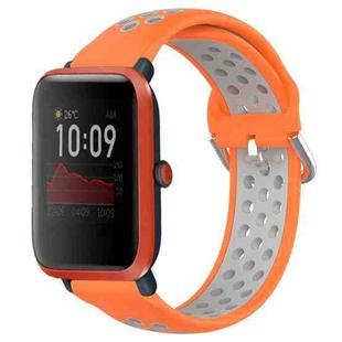 For Amazfit Bip 1S 20mm Perforated Breathable Sports Silicone Watch Band(Orange+Grey)