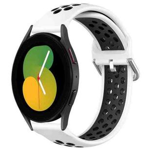 For Samsung Galaxy Watch 5 44mm 20mm Perforated Breathable Sports Silicone Watch Band(White+Black)