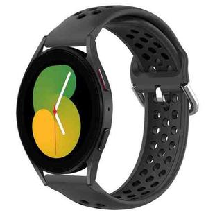 For Samsung Galaxy Watch 5 44mm 20mm Perforated Breathable Sports Silicone Watch Band(Black)