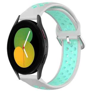 For Samsung Galaxy Watch 5 44mm 20mm Perforated Breathable Sports Silicone Watch Band(Grey+Water Duck)