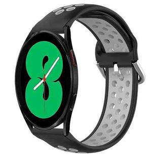 For Samsung Galaxy Watch 4 44mm 20mm Perforated Breathable Sports Silicone Watch Band(Black+ Grey)