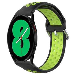 For Samsung Galaxy Watch 4 44mm 20mm Perforated Breathable Sports Silicone Watch Band(Black+ Lime)