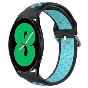 For Samsung Galaxy Watch 4 44mm 20mm Perforated Breathable Sports Silicone Watch Band(Black+Blue)