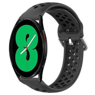 For Samsung Galaxy Watch 4 44mm 20mm Perforated Breathable Sports Silicone Watch Band(Black)