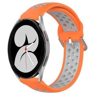 For Samsung Galaxy Watch 4 40mm 20mm Perforated Breathable Sports Silicone Watch Band(Orange+Grey)