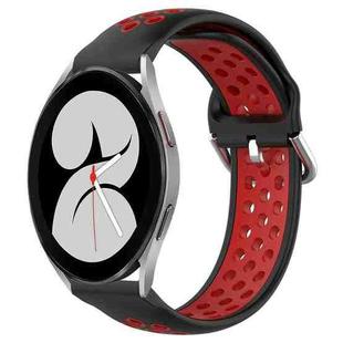 For Samsung Galaxy Watch 4 40mm 20mm Perforated Breathable Sports Silicone Watch Band(Black+ Red)