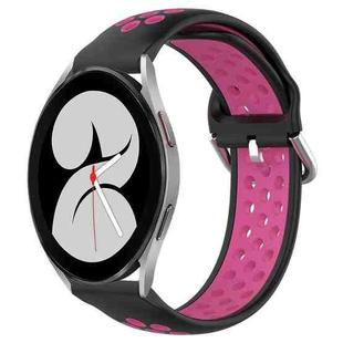 For Samsung Galaxy Watch 4 40mm 20mm Perforated Breathable Sports Silicone Watch Band(Black+Rose Red)