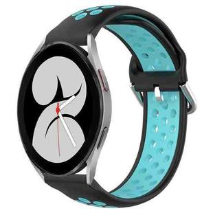 For Samsung Galaxy Watch 4 40mm 20mm Perforated Breathable Sports Silicone Watch Band(Black+Blue)