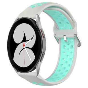 For Samsung Galaxy Watch 4 40mm 20mm Perforated Breathable Sports Silicone Watch Band(Grey+Water Duck)