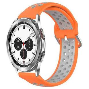 For Samsung  Galaxy Watch 4 Classic 42mm 20mm Perforated Breathable Sports Silicone Watch Band(Orange+Grey)
