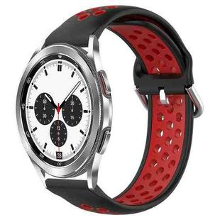 For Samsung  Galaxy Watch 4 Classic 42mm 20mm Perforated Breathable Sports Silicone Watch Band(Black+ Red)