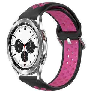 For Samsung  Galaxy Watch 4 Classic 42mm 20mm Perforated Breathable Sports Silicone Watch Band(Black+Rose Red)