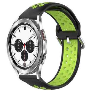 For Samsung  Galaxy Watch 4 Classic 42mm 20mm Perforated Breathable Sports Silicone Watch Band(Black+ Lime)