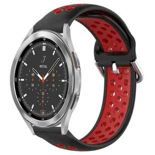 For Samsung  Galaxy Watch 4 Classic 46mm 20mm Perforated Breathable Sports Silicone Watch Band(Black+ Red)