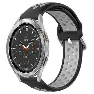For Samsung  Galaxy Watch 4 Classic 46mm 20mm Perforated Breathable Sports Silicone Watch Band(Black+ Grey)