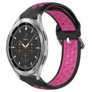For Samsung  Galaxy Watch 4 Classic 46mm 20mm Perforated Breathable Sports Silicone Watch Band(Black+Rose Red)