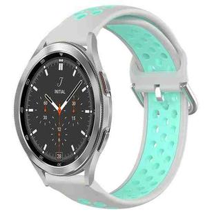 For Samsung  Galaxy Watch 4 Classic 46mm 20mm Perforated Breathable Sports Silicone Watch Band(Grey+Water Duck)