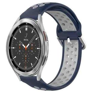 For Samsung  Galaxy Watch 4 Classic 46mm 20mm Perforated Breathable Sports Silicone Watch Band(Midnight Blue + Gray)