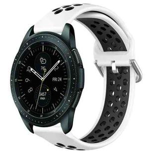 For Samsung Galaxy Watch 42mm 20mm Perforated Breathable Sports Silicone Watch Band(White+Black)