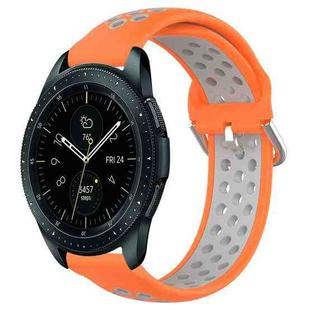 For Samsung Galaxy Watch 42mm 20mm Perforated Breathable Sports Silicone Watch Band(Orange+Grey)