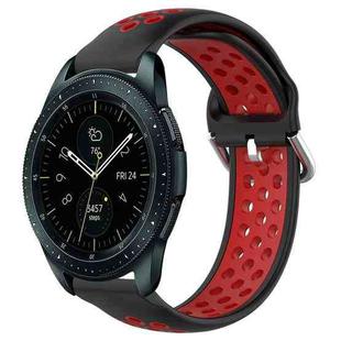 For Samsung Galaxy Watch 42mm 20mm Perforated Breathable Sports Silicone Watch Band(Black+ Red)