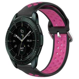 For Samsung Galaxy Watch 42mm 20mm Perforated Breathable Sports Silicone Watch Band(Black+Rose Red)