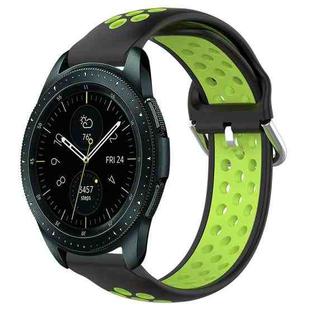 For Samsung Galaxy Watch 42mm 20mm Perforated Breathable Sports Silicone Watch Band(Black+ Lime)
