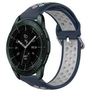 For Samsung Galaxy Watch 42mm 20mm Perforated Breathable Sports Silicone Watch Band(Midnight Blue + Gray)