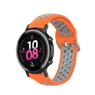 For Samsung Galaxy Watch Active 2 44mm 20mm Perforated Breathable Sports Silicone Watch Band(Orange+Grey)