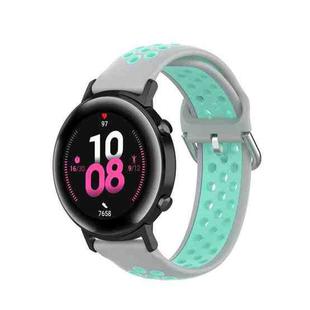 For Samsung Galaxy Watch Active 2 44mm 20mm Perforated Breathable Sports Silicone Watch Band(Grey+Water Duck)