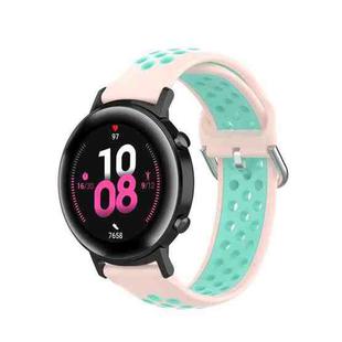 For Samsung Galaxy Watch 42mm 20mm Perforated Breathable Sports Silicone Watch Band(Pink+ Water Duck)