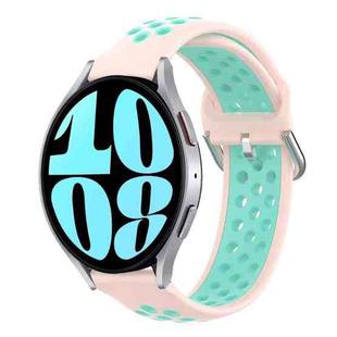 For Samsung Galaxy Watch 6 44mm 20mm Perforated Breathable Sports Silicone Watch Band(Pink+ Water Duck)