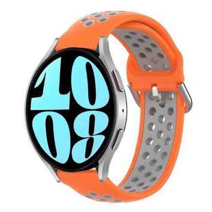 For Samsung Galaxy Watch 6 40mm 20mm Perforated Breathable Sports Silicone Watch Band(Orange+Grey)