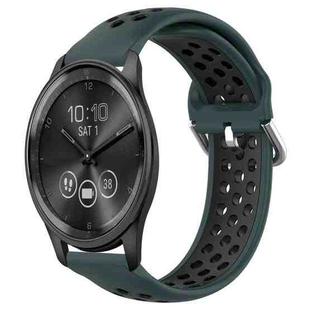 For Garmin Vivomove Trend 20mm Perforated Breathable Sports Silicone Watch Band(Olive Green+Black)