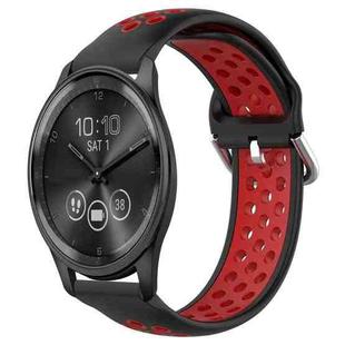 For Garmin Vivomove Trend 20mm Perforated Breathable Sports Silicone Watch Band(Black+ Red)