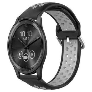 For Garmin Vivomove Trend 20mm Perforated Breathable Sports Silicone Watch Band(Black+ Grey)