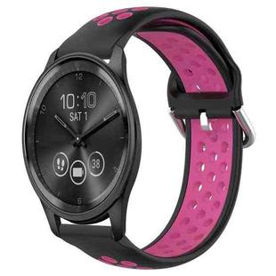 For Garmin Vivomove Trend 20mm Perforated Breathable Sports Silicone Watch Band(Black+Rose Red)