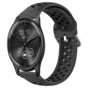 For Garmin Vivomove Trend 20mm Perforated Breathable Sports Silicone Watch Band(Black)