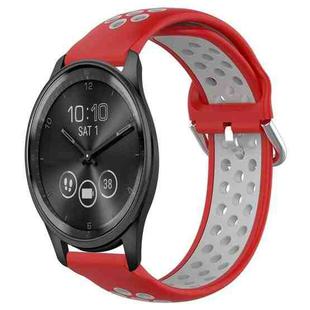 For Garmin Vivomove Trend 20mm Perforated Breathable Sports Silicone Watch Band(Red+Grey)