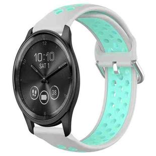 For Garmin Vivomove Trend 20mm Perforated Breathable Sports Silicone Watch Band(Grey+Water Duck)