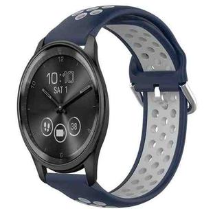 For Garmin Vivomove Trend 20mm Perforated Breathable Sports Silicone Watch Band(Midnight Blue + Gray)