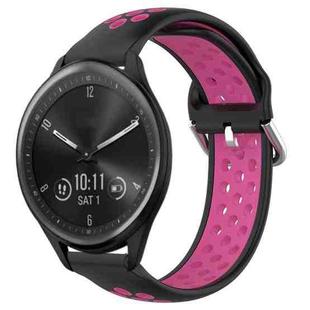 For Garmin Vivomove Sport 20mm Perforated Breathable Sports Silicone Watch Band(Black+Rose Red)